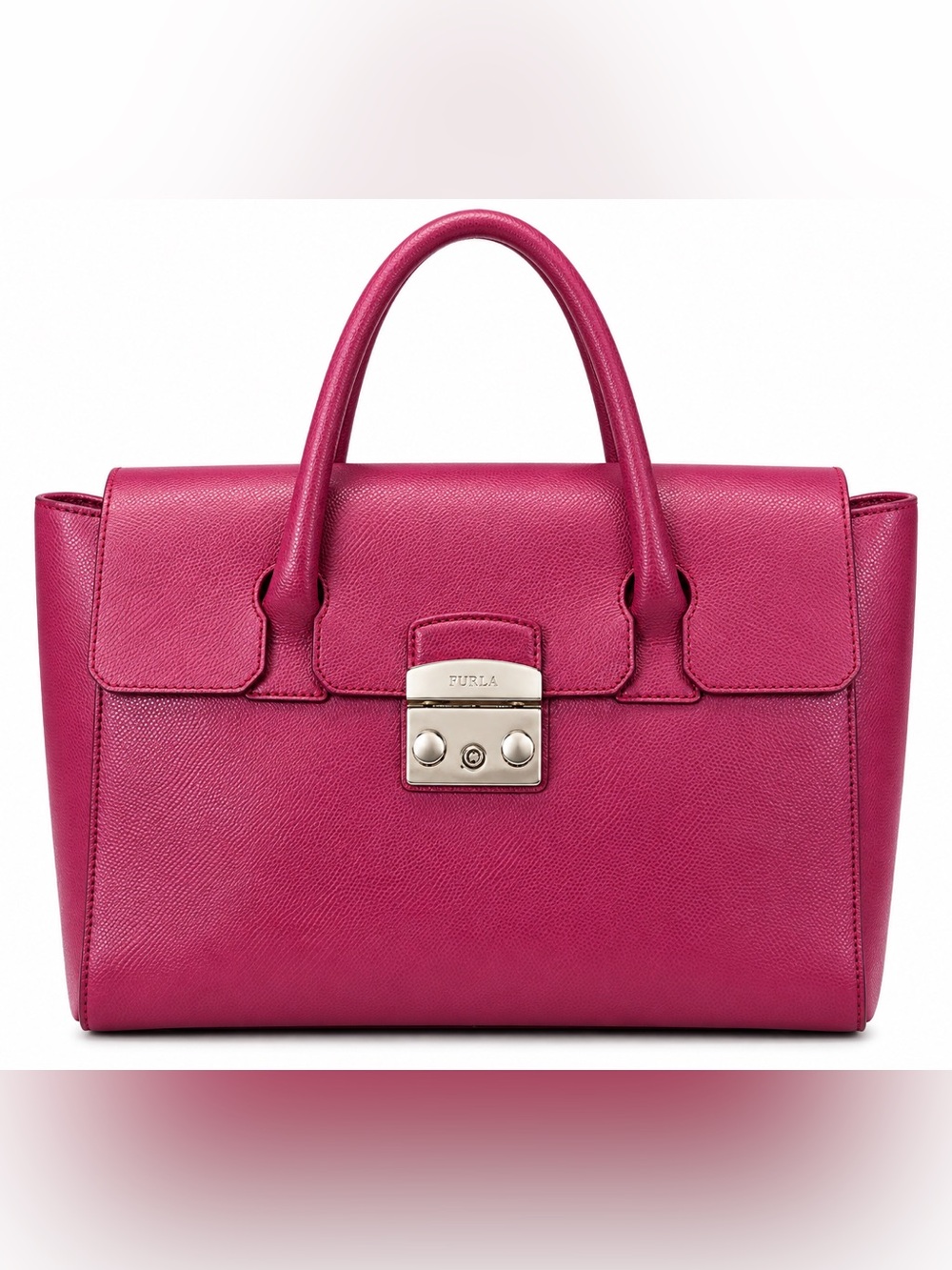 Furla Magenta Saffiano Leather Top-Handle Satchel